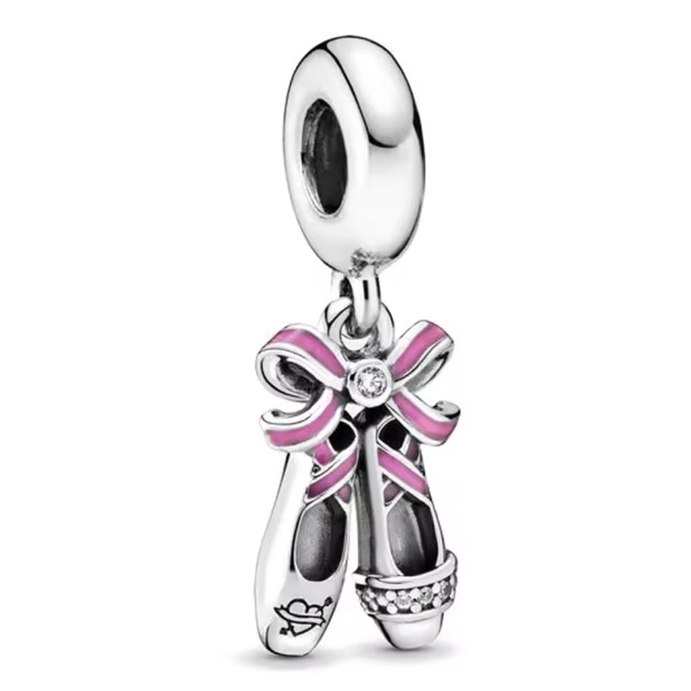 NWOT Pink Ballerina Shoes Dangle Charm Sterling Silver 925